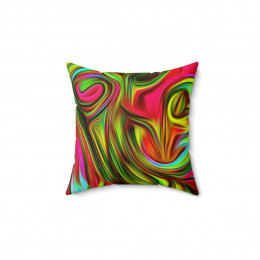 A Pink Yellow Swirl on black number 4 Pillow Spun Polyester Square Pillow