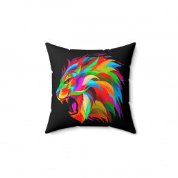 The Lion and hid beautiful rainbow mane Spun Polyester Square Pillow gift
