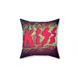 KISS Love Gun Bloody Logo Spun Polyester Square Pillow