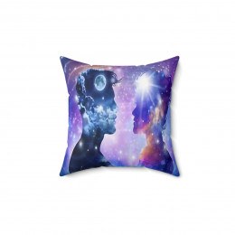 The Power of Love as Worlds Galaxies Collide Pillow Spun Polyester Square Pillow
