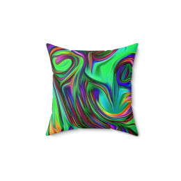A Green Blue Swirl on black number 6 Pillow Spun Polyester Square Pillow