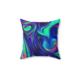 A Sharp Ice Blue Swirl on black number 5 Pillow Spun Polyester Square Pillow